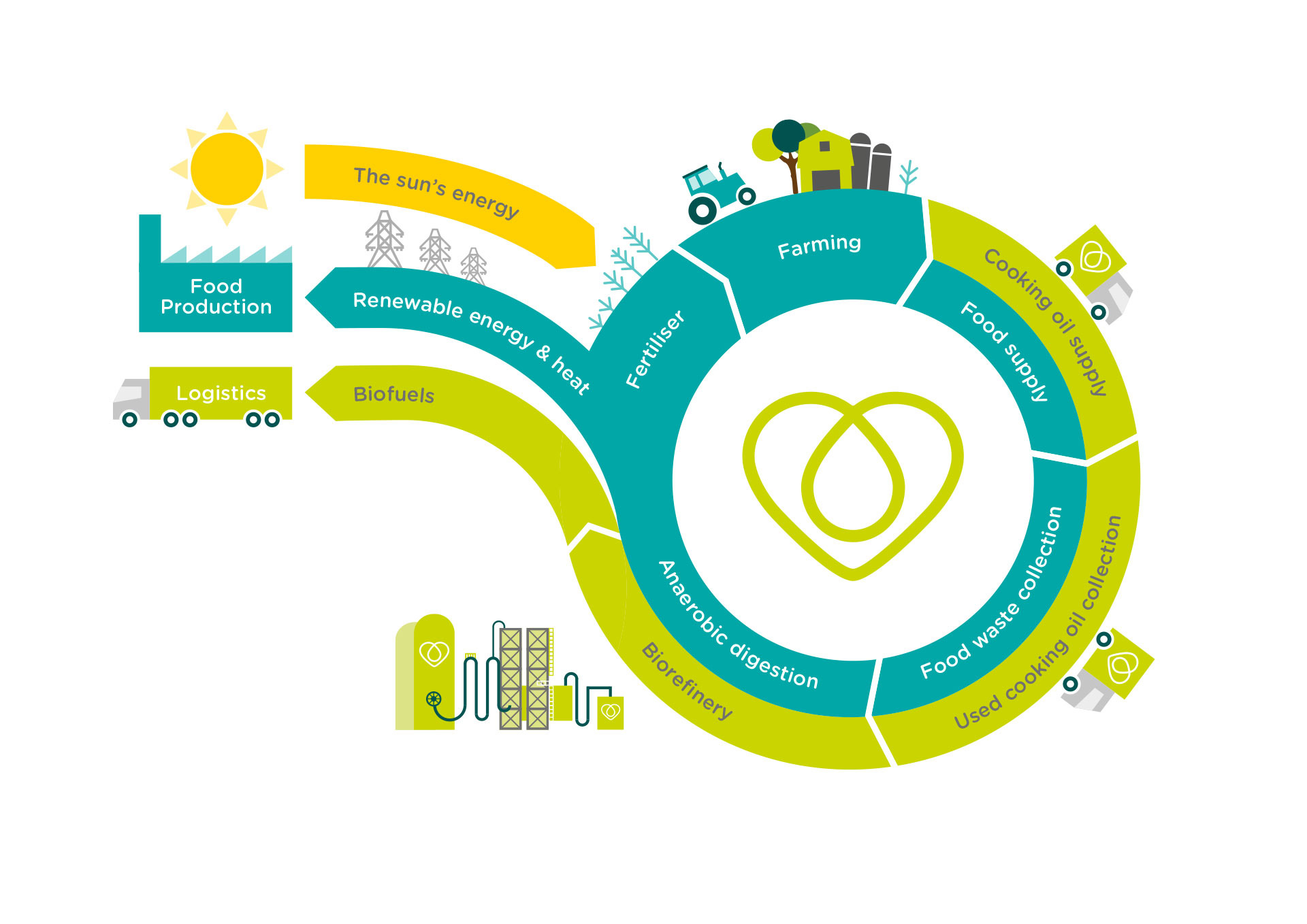 Infographic showing how Olleco is part of the circular economy 